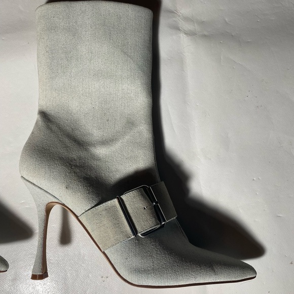 NEW-Size 9.5M Womens Steve Madden Zip Up Calf High Boots Stiletto Heel Blue Jean - Picture 3 of 11